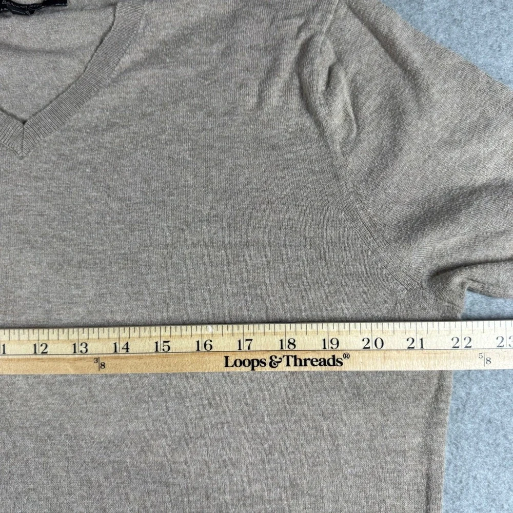 Banana Republic V-Neck Sweater Mens L Tan Excellent Cotton Blend Knit RN54023
